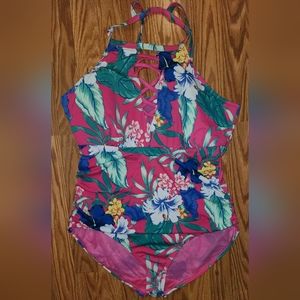 GUC Lane Bryant Cacique Size 18 Floral Swimsuit